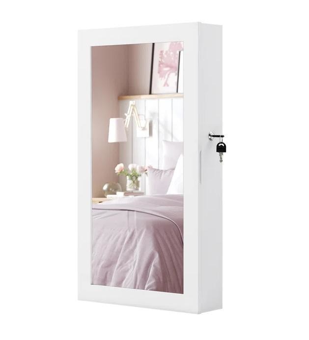 Serviço personalizado Armário de jóias brancas com 6 gavetas e estrutura de madeira maciça