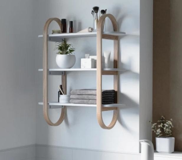 Prateleiras penduradas flutuantes brancas naturais para decoração de parede na sala de jantar