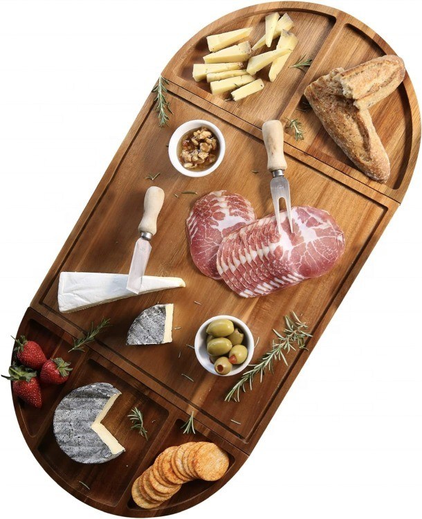 All-Season Wood Round Cheese Board Set Unique Boards de Charcuterie de madeira extra grande bandeja de queijo