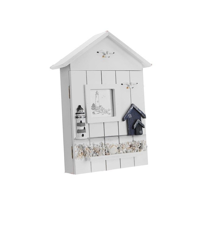 PANEL de madeira de estilo mediterrânico forma de casa porta-chave de jóias para parede de entrada