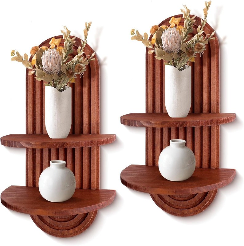 Prateleira de arco-íris para armazenamento de parede e prateleiras flutuantes em prateleira de parede de madeira