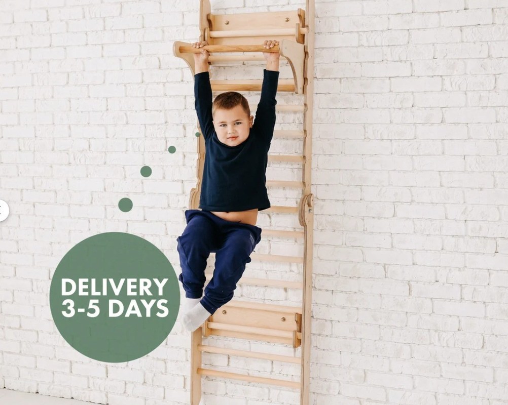 202405 Escadaria sueca 4in1 Gimnástica de escalada infantil com triângulo de escalada e mesa para crianças