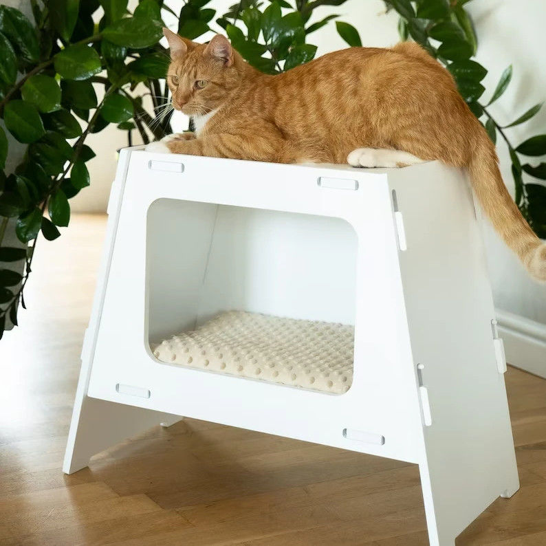 Eletrodoméstico de estofado de madeira Cage de animais de estimação de interior moderno Casa para cães e gatos Sala de estar