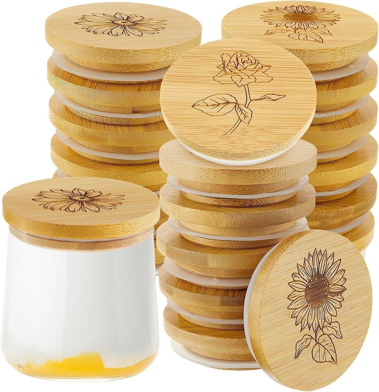 Capa de frasco de bambu de cor simples de madeira com anéis de vedação de silicone Design fácil de ponta aberta