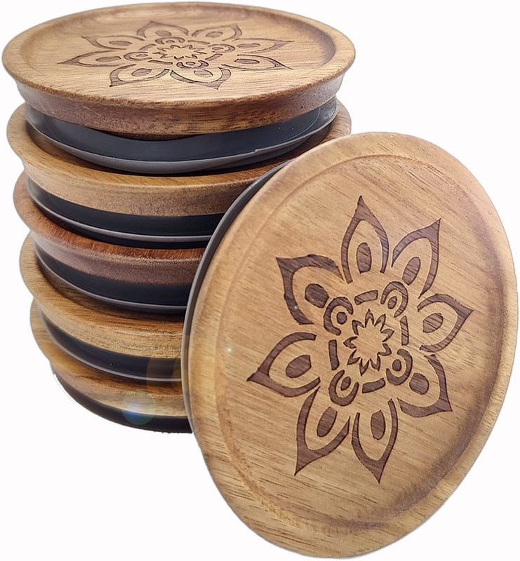 Contenedores de frascos de vidro de alto borosilicato 6Pcs com tampa de madeira de cor simples e tampa de bambu