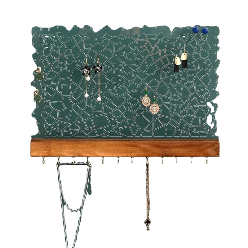 Desenho funcional Prateleira flutuante de madeira Ecrã de brincos acrílicos para logotipo personalizado