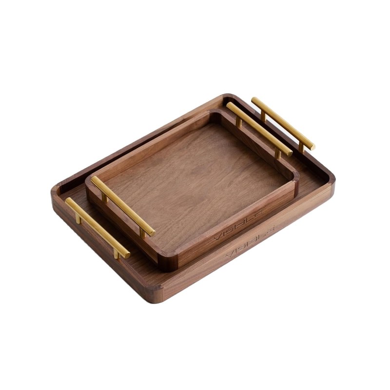 Mãos de latão rústico Maçãs de madeira de nozes Tabela de café para sobremesa Bolos de chá feitos à mão