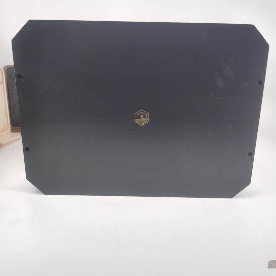 202406 Taça de serviço de madeira preta Materiais de madeira de acácia Taça de madeira personalizada com alças