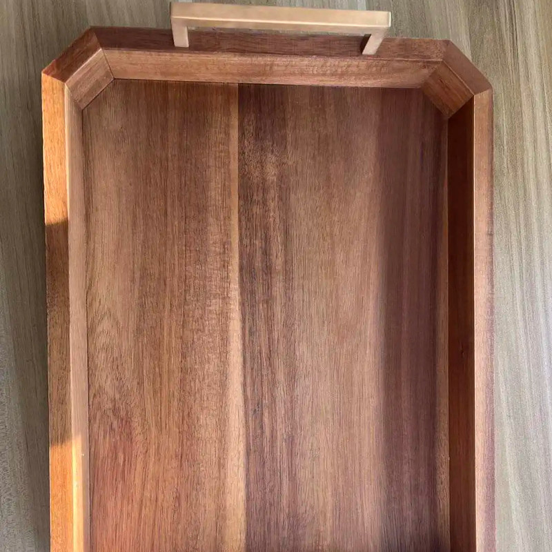 Desenhos personalizados Largo estilo rústico madeira retangular bandeja de servir para mesa de café