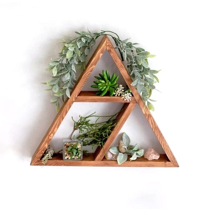 Mobiliário de sala de estar de madeira feita à mão montada na parede, prateleira triangular flutuante de 16&quot; ou 18&quot; X3.2&quot; Design moderno