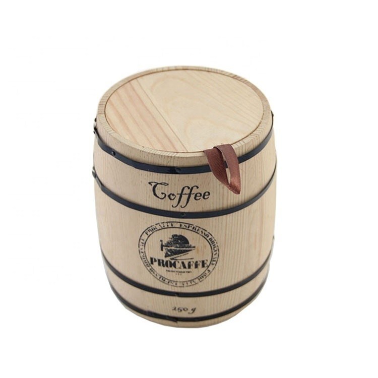 Logotipo personalizado Jar de café em forma de barril para embalagens de presentes e design personalizado