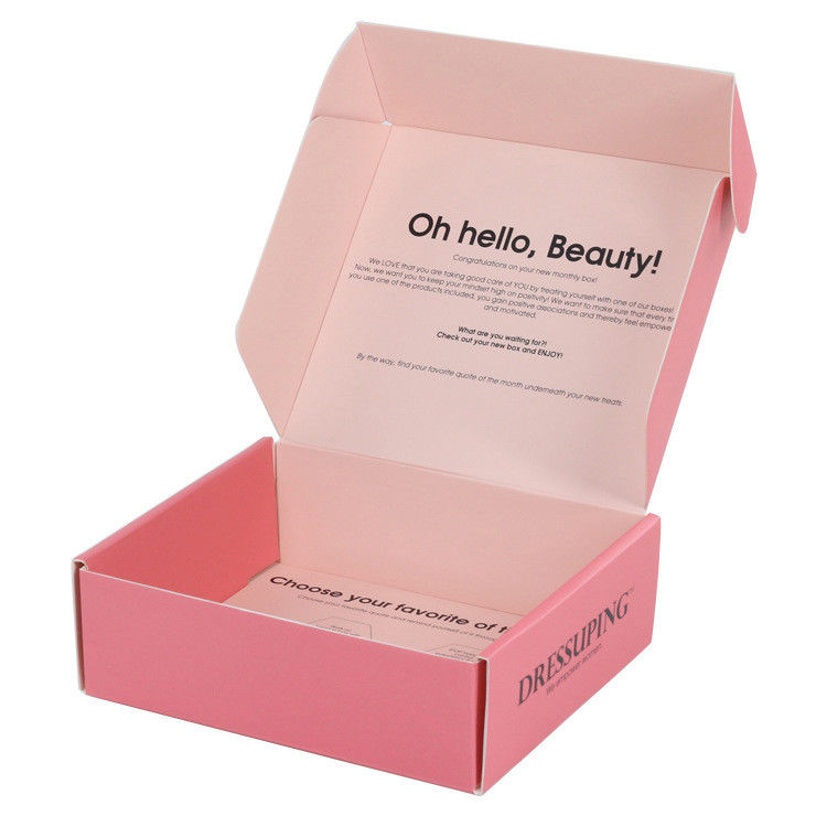 Impressão personalizada de laminagem de Matt Pink Cosmetic Set caixa de correio de envio para cuidados com a pele