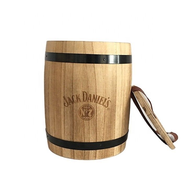 Barril de café de madeira em cor simples para venda a granel D15 x H18.8cm Desenho de impressão queimada