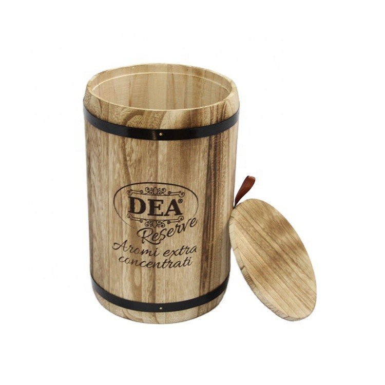 18x18x27cm Logotipo personalizado embalagem em barril de madeira estilo vintage feito à mão Paulownia grande