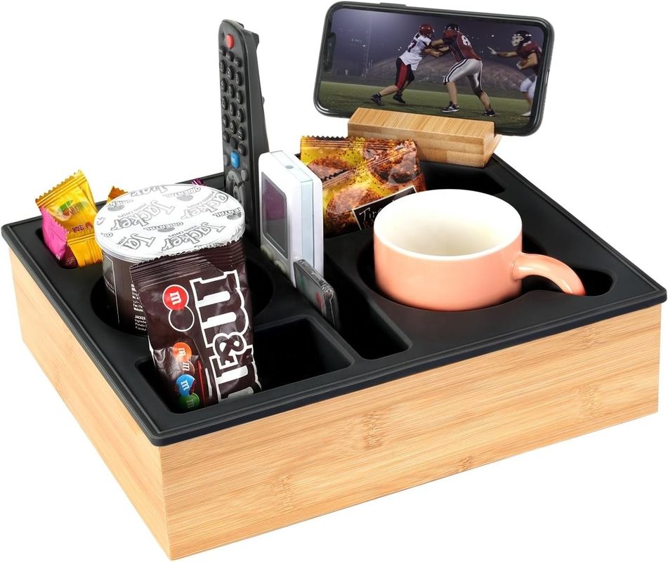 Caixa de armazenamento de madeira de escritório para mesa de café sala de estar lanches e controle remoto