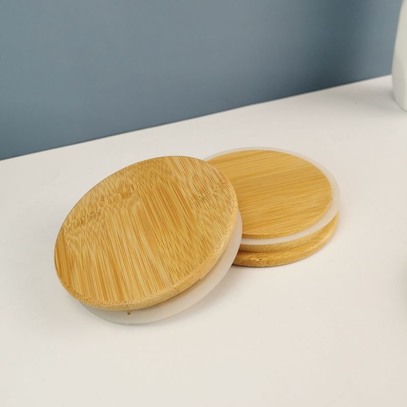 100% tampa de bambu natural para frasco de vela de vidro Design personalizado e matéria ecológica