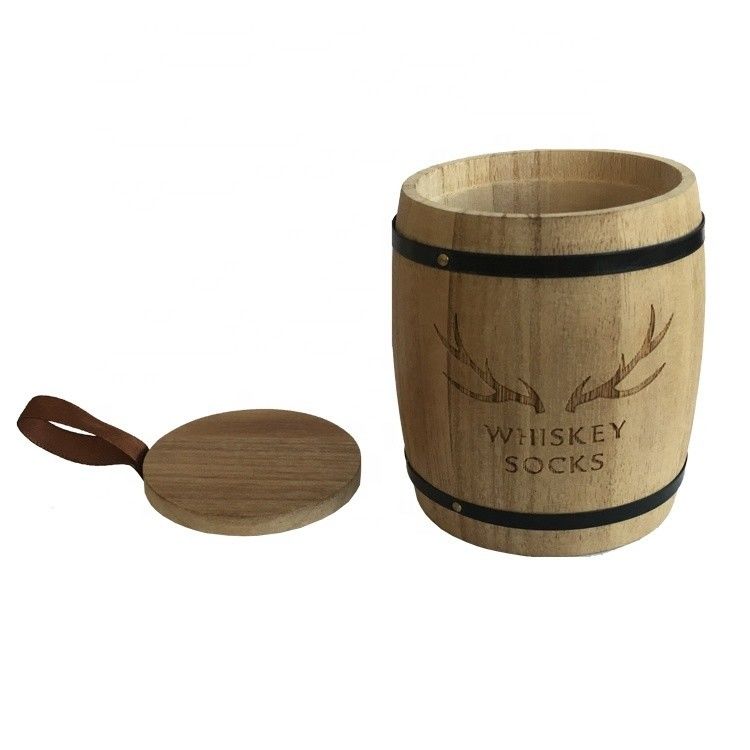 Decoração de barril de madeira natural com logotipo personalizado aceitável e presente