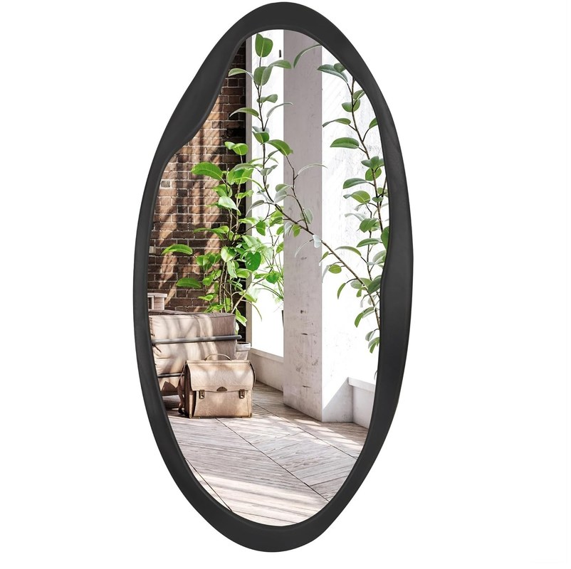 Espelho de madeira em preto em forma orgânica de Natal para casa de banho sala de estar entrada quarto