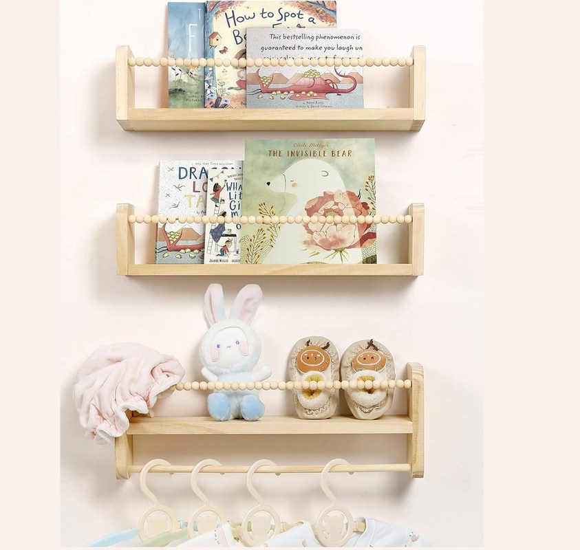 Design funcional para uso doméstico Crianças Prateleira de madeira para decoração de quarto infantil