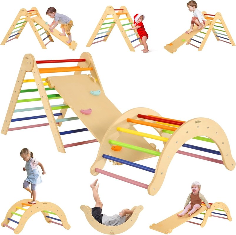 Brinquedos de aprendizagem de crianças Triângulo de madeira com arco de rampa Tamanho personalizado Brinquedos de escalada para crianças