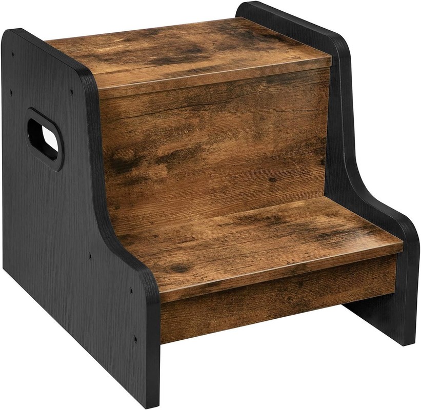 Logotipo personalizado Rustico Marrom Two Step Balcão de criança com alças Móveis para casa