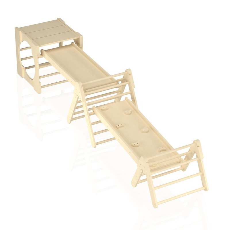 5 em 1 brinquedos de escalada triangular de madeira ginásio de escalada infantil com rampa e escorrega