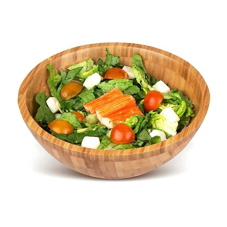 Minimalista Design de Salada de Bambú Taça Sustentável e Reutilizável para Comida Eco-Consciente