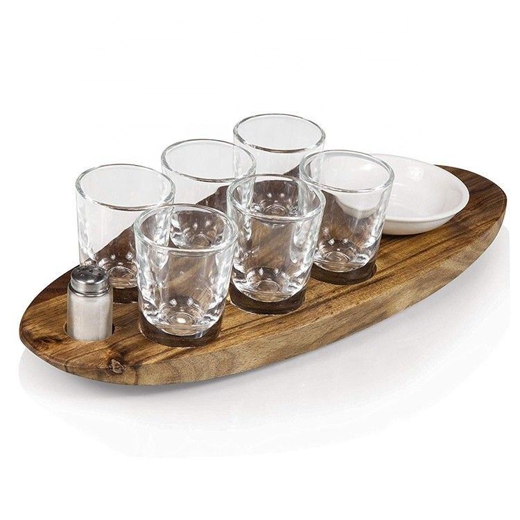 Copo de madeira de cor simples Acacia Porta-Copas de madeira de vidro de vidro com impressão