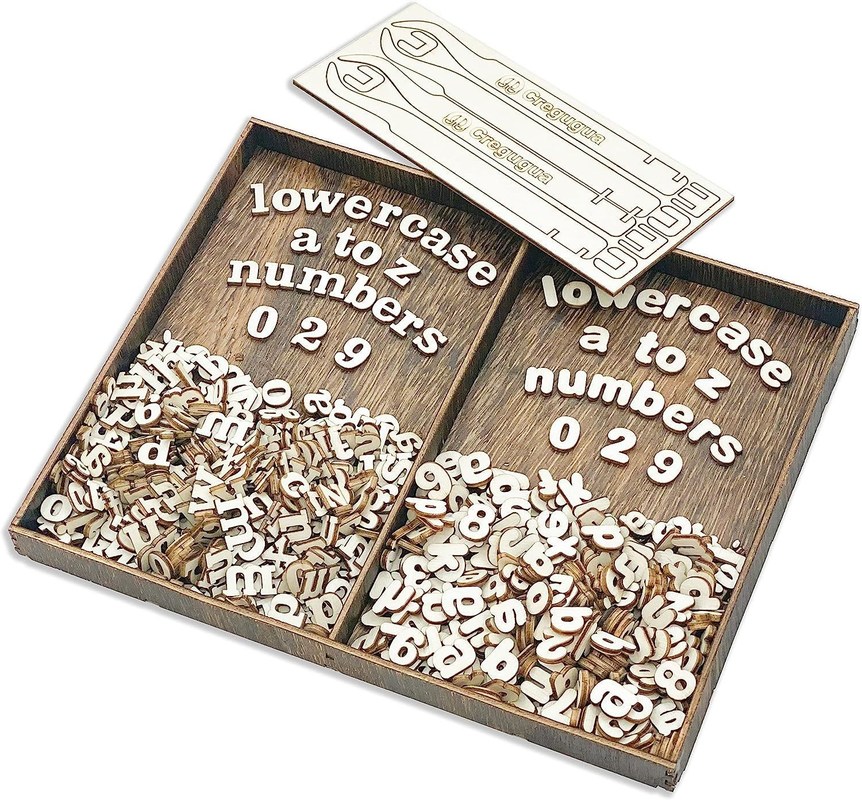 Duas fontes Pequenas letras de madeira para scrapbooking Artesanato Decoração Escultura Tipo de gravura