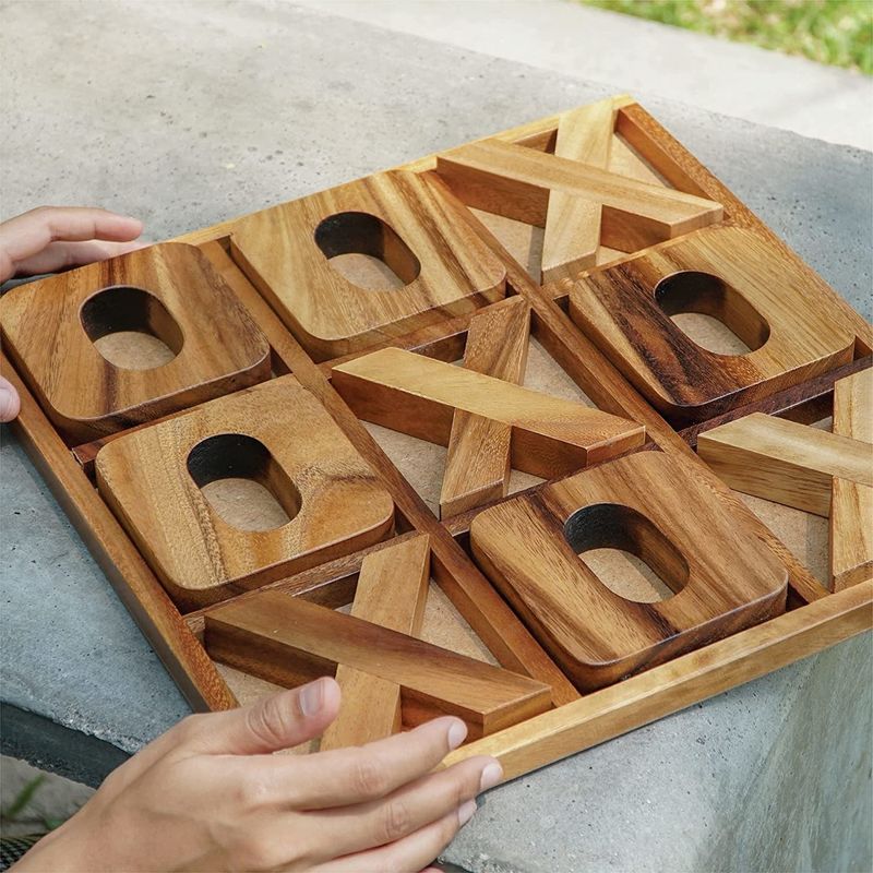 Jogo de xadrez de madeira Tic-Tac-Toe XO para crianças