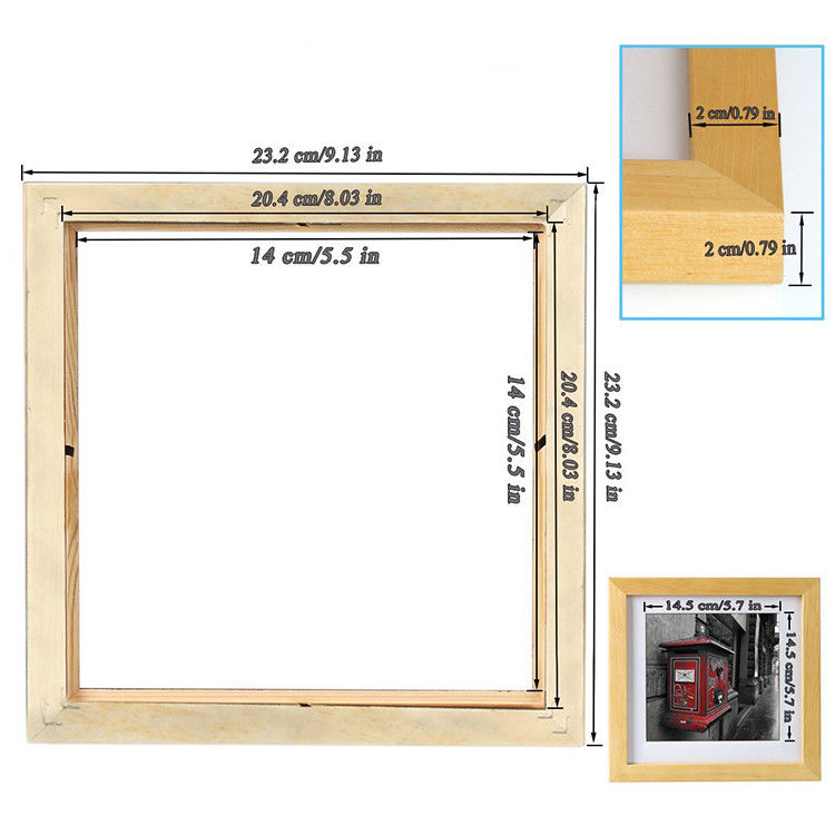 Quadro em madeira de cor simples Pinheiro inacabado para quadro fotográfico a cores personalizado